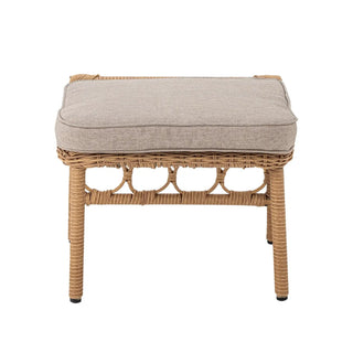 Loungefauteuil polyrattan nature Belluce van Bloomingville, met stof en structuur van dichtbij zichtbaar