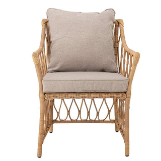 Loungefauteuil polyrattan nature Belluce van Bloomingville, schuin bekeken met vorm en afwerking zichtbaar