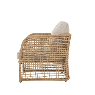 Loungefauteuil polyrattan nature Penzano van Bloomingville, aan de achterzijde met constructie zichtbaar
