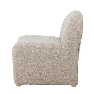 Loungestoel beige Neel van Bloomingville, schuin van voren met vorm en constructie zichtbaar