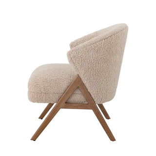 Loungestoel rubberwood beige camino van Bloomingville, met materiaal en structuur van dichtbij zichtbaar