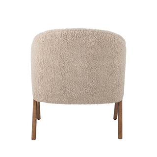 Loungestoel rubberwood beige camino van Bloomingville, met stof en structuur van dichtbij zichtbaar