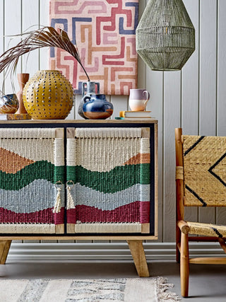 Loungestoel teak beige/naturel Lennox van Bloomingville, aan de achterzijde met constructie zichtbaar