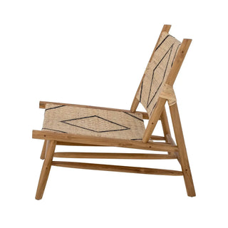 Loungestoel teak beige/naturel Lennox van Bloomingville, met stof en structuur van dichtbij zichtbaar