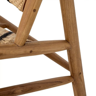 Loungestoel teak beige/naturel Lennox van Bloomingville, met vorm en productdetails duidelijk zichtbaar