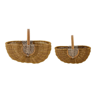 Mand rattan nature Vibber - set van 2 van Bloomingville, van bovenaf met vorm en indeling zichtbaar