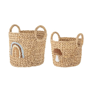 Agnes mandenset waterhyacint naturel 32cm van Bloomingville Mini, met materiaal en structuur van dichtbij zichtbaar