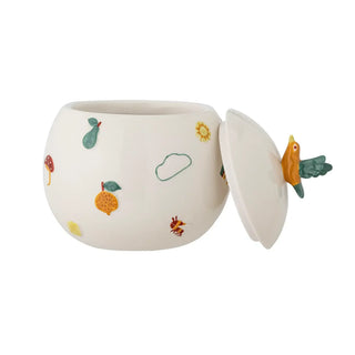 Agnes pot met deksel naturel 12cm van Bloomingville Mini, van bovenaf met vorm en indeling zichtbaar