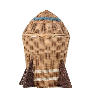 Bloomingville Mini opbergmand rotan naturel met deksel van Bloomingville Mini, aan de achterzijde met afwerking zichtbaar