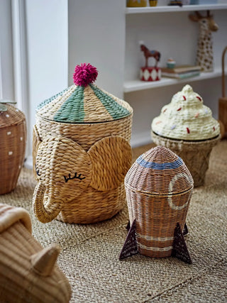 Bobo opbergmand waterhyacint naturel 50cm van Bloomingville Mini, aan de achterzijde met afwerking zichtbaar