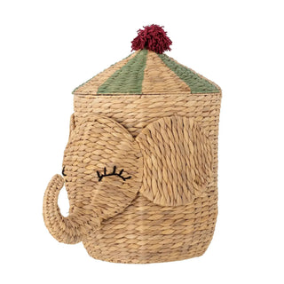 Bobo opbergmand waterhyacint naturel 50cm van Bloomingville Mini, van bovenaf met vorm en indeling zichtbaar