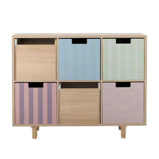 Calle boekenkast paulowniahout multicolor 88cm van Bloomingville Mini, aan de achterzijde met constructie zichtbaar