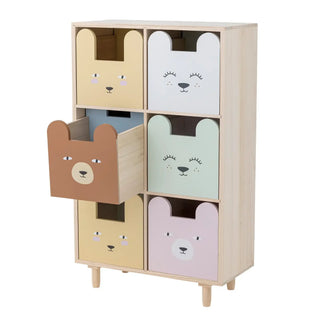 Calle boekenkast paulowniahout multicolor 88cm van Bloomingville Mini, van bovenaf met vorm en indeling zichtbaar