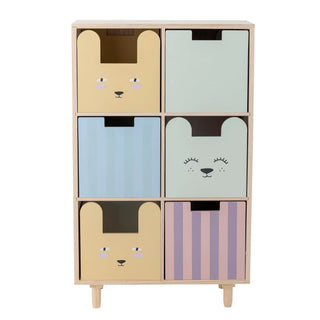 Calle boekenkast paulowniahout multicolor 88cm van Bloomingville Mini, met materiaal en structuur van dichtbij zichtbaar