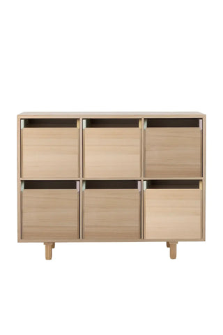 Calle boekenkast paulowniahout multicolor 88cm van Bloomingville Mini, met stof en structuur van dichtbij zichtbaar