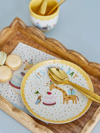 Celebrate bordje aardewerk geel 16cm van Bloomingville Mini, in een gestileerde detailopstelling