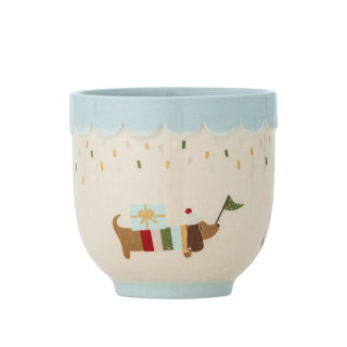 Celebrate mok aardewerk blauw - 150ml van Bloomingville Mini, van bovenaf met vorm en indeling zichtbaar