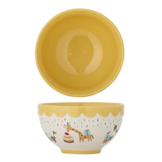 Celebrate schaal aardewerk geel 13cm van Bloomingville Mini, aan de achterzijde met afwerking zichtbaar