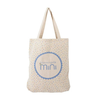 Celebrate shopper katoen blauw van Bloomingville Mini, van opzij met vorm en diepte zichtbaar