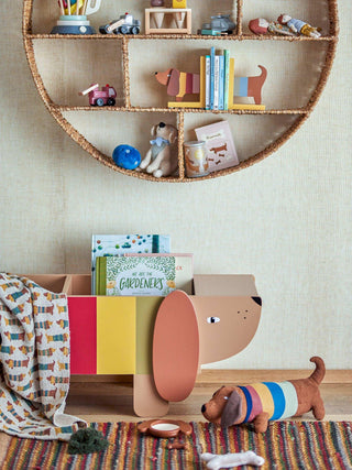 Charlie opberg bak hout multicolor 108cm van Bloomingville Mini, aan de achterzijde met constructie zichtbaar