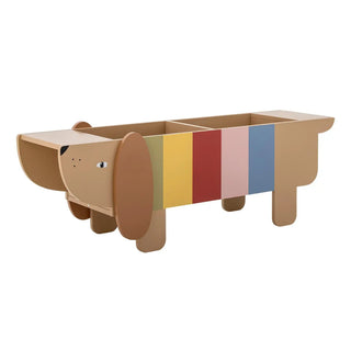 Charlie opberg bak hout multicolor 108cm van Bloomingville Mini, van bovenaf met vorm en indeling zichtbaar