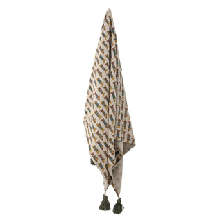 Charlie plaid gerecycled katoen 130x160cm van Bloomingville Mini, aan de achterzijde met afwerking zichtbaar
