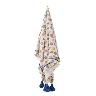 Cherry plaid gerecycled katoen 130x160cm van Bloomingville Mini, van bovenaf met vorm en indeling zichtbaar