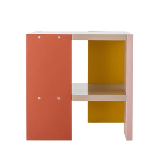 Coloria kindertafel blauw 35cm van Bloomingville Mini, van opzij met verhoudingen en constructie zichtbaar