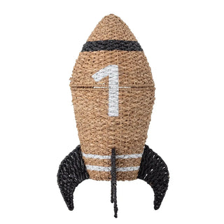 Cosmina mand zeegras naturel 68cm van Bloomingville Mini, met materiaal en structuur van dichtbij zichtbaar