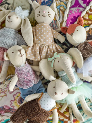 Dierenpop katoen multicolor - set van 6 van Bloomingville Mini, in een gestileerde detailopstelling