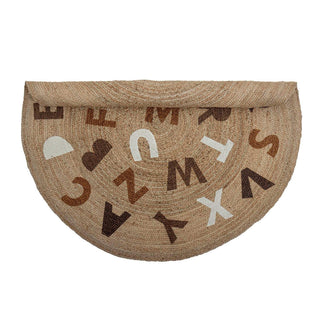 Dinne vloerkleed jute bruin 130cm van Bloomingville Mini, van bovenaf met vorm en indeling zichtbaar