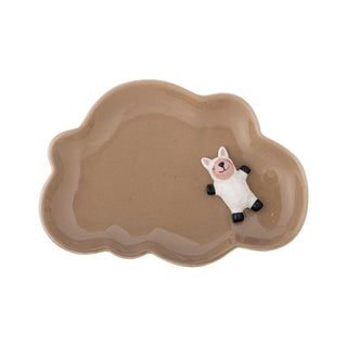 Dolly bord aardewerk bruin 20cm van Bloomingville Mini, schuin bekeken met vorm en afwerking zichtbaar