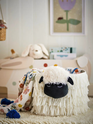 Dolly mand polyester wit 40cm van Bloomingville Mini, in een gestileerde detailopstelling