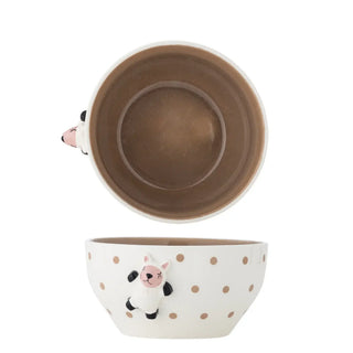 Dolly schaal aardewerk bruin 14cm van Bloomingville Mini, schuin bekeken met vorm en afwerking zichtbaar