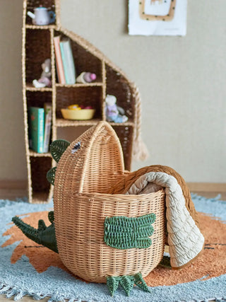 Eddi opbergmand rotan naturel 48cm van Bloomingville Mini, toegepast in een sfeervolle interieursetting