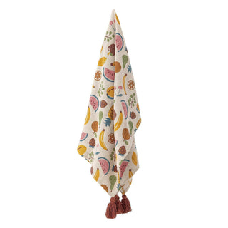 Fruitta plaid gerecycled katoen multicolor 130x160cm van Bloomingville Mini, aan de achterzijde met afwerking zichtbaar