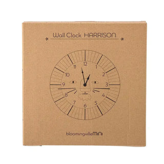 Harrison wandklok hout bruin 23cm van Bloomingville Mini, van dichtbij met materiaal en afwerking zichtbaar