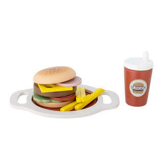 Jools Burger speelset hout bruin van Bloomingville Mini, van bovenaf met vorm en indeling zichtbaar