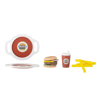 Jools Burger speelset hout bruin van Bloomingville Mini, schuin bekeken met vorm en afwerking zichtbaar