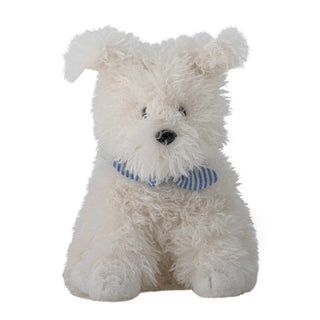 Knuffelhond wit met blauwe strik Tito van Bloomingville Mini, aan de achterzijde met afwerking zichtbaar