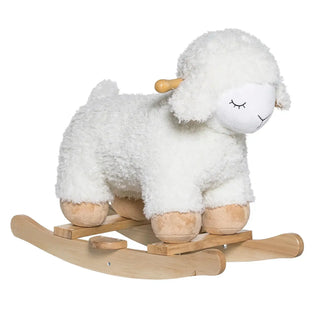 Laasrith hobbelschaap wit van Bloomingville Mini, met materiaal en structuur van dichtbij zichtbaar