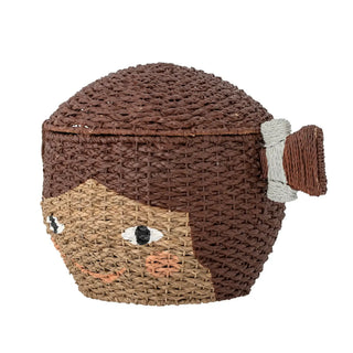 Lill opbergmand bankuan gras bruin 44cm van Bloomingville Mini, aan de achterzijde met constructie zichtbaar