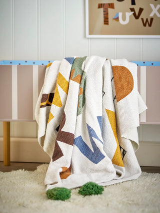 Memmo plaid gerecycled katoen multicolor 130x160 cm van Bloomingville Mini, in een gestileerde detailopstelling