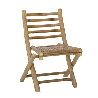 Mini Sole klapstoel bamboe naturel van Bloomingville Mini, van opzij met verhoudingen en constructie zichtbaar