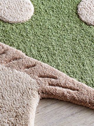 Mushroom vloerkleed groen 90cm van Bloomingville Mini, in een gestileerde detailopstelling