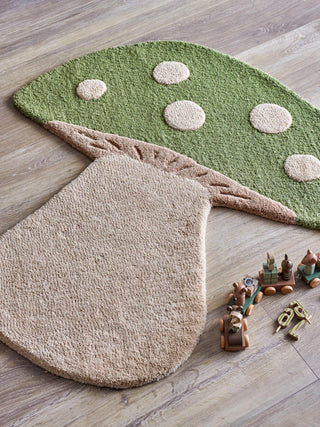 Mushroom vloerkleed groen 90cm van Bloomingville Mini, toegepast in een sfeervolle interieursetting