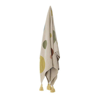 Plaid Clennie naturel 160x130cm van Bloomingville Mini, aan de achterzijde met afwerking zichtbaar
