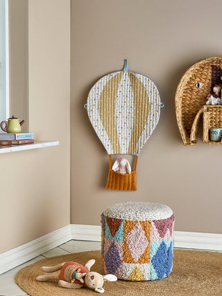 Poef katoen multi 34cm Miaki van Bloomingville Mini, in een gestileerde detailopstelling