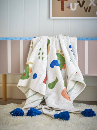 Sylvie plaid gerecycled katoen 130x160cm van Bloomingville Mini, toegepast in een sfeervolle interieursetting