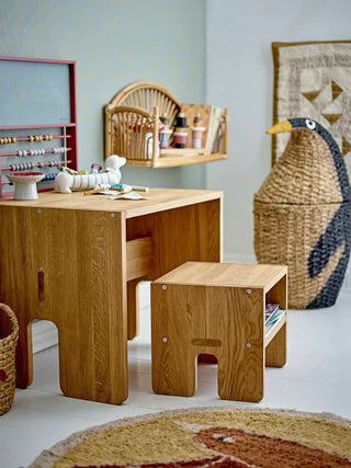 Tazia mand bankuan gras zwart 69cm van Bloomingville Mini, toegepast in een sfeervolle interieursetting